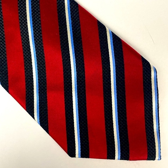COUNTESS MARA Vintage 90's British Regimental Men's Red White Blue Necktie Tie - Picture 5 of 11